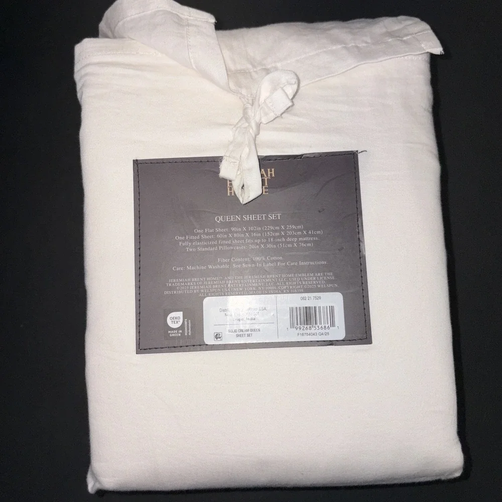 Jeremiah Brent Home Cotton Sateen Weave  4 Piece Sheet Set Size Queen 20731